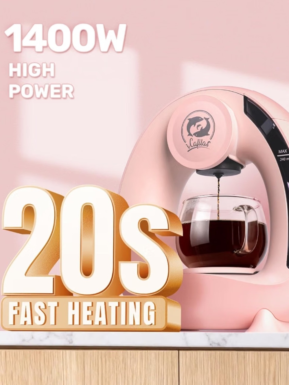 Single-Serve Coffee Maker - Compact Home Brewer-Pink New - Picture 7 of 10